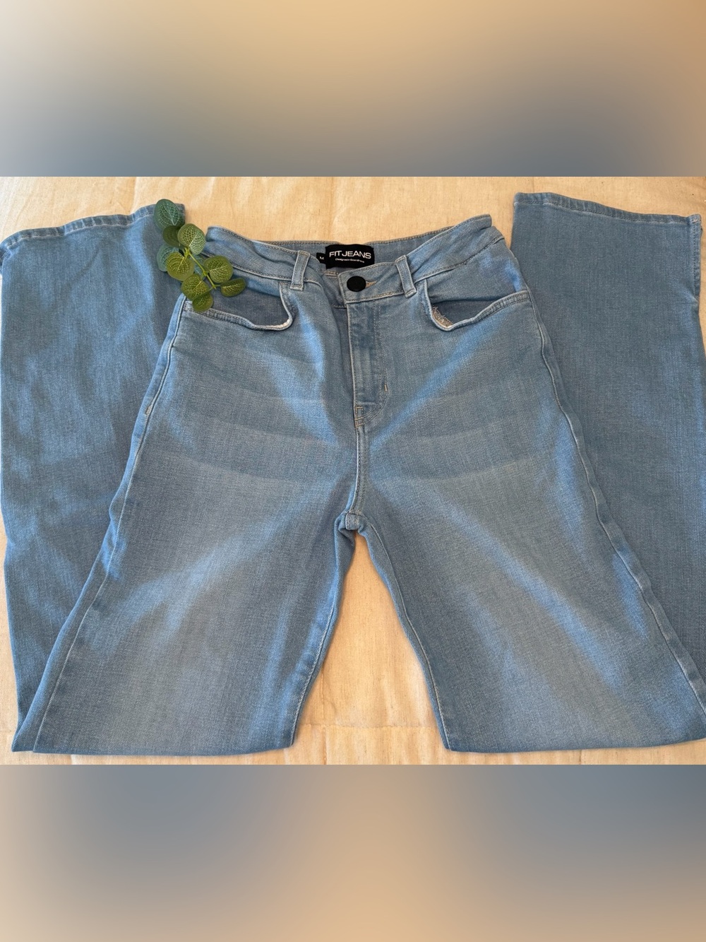 FITJEANS Light Blue High-Rise Straight Leg Jeans